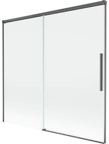 Mexen Rox, 2-krídlová posuvná vaňová zástena 170 x 150 cm, 8mm číre sklo, brúsený grafit profil, 8C9-170-001-66-00