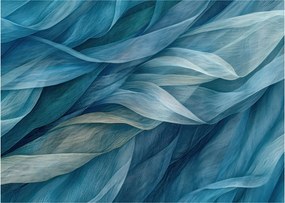 Sklenený obraz - Modrobiele vlnky (70x50 cm)