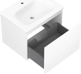 Mexen Orio, kúpeľňová skrinka 60 cm s umývadlom Vela, 1 zásuvka, biela matná, 91A10-06047-1-BF01-W23M01