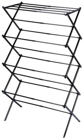 VILDE Sušiak na bielizeň, skladací, čierny kov VILDE, 8 poschodí, 43 - 75 x 37,5 x 139 cm