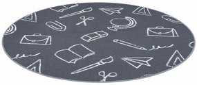 Detský koberec SCHOOL kruh sivý