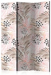 Paraván - Pink Palm Leaves [Room Dividers] Veľkosť: 135x172, Verzia: Akustický