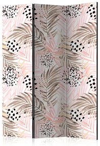 Paraván - Pink Palm Leaves [Room Dividers] Veľkosť: 135x172, Verzia: Obojstranný