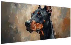 Obraz - Portrét Dobermana (120x50 cm)