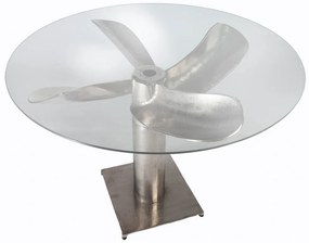 Dizajnový jedálenský stôl Propeller 94 cm strieborný