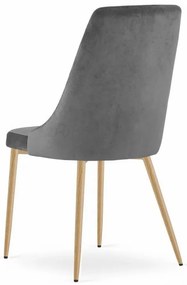 Stolička IMOLA velvet - sivý zamat, nohy vo farbe dreva - vintino.sk