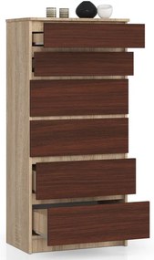 Komoda K60 6SZ CLP dub sonoma / wenge