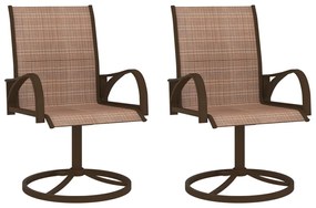 Záhradné otočné stoličky 2 ks textilén a oceľ hnedé 312278