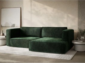 Tmavozelená ženilková rozkladacia/s úložným priestorom rohová pohovka (pravý roh/s leňoškou) Velto – Maison de Rêve
