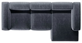 Sivomodrá menčestrová rohová pohovka (pravý roh/s leňoškou) Bergamo – Cosmopolitan Design