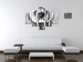 Gario Ručne maľovaný obraz Sivá rozcvička baletky - 5 dielny Rozmery: 150 x 105 cm