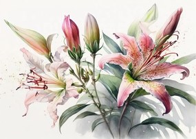Sklenený obraz - Ľalia, ilustrácie (70x50 cm)
