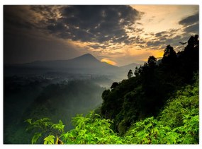 Sklenený obraz - zelená horská krajina (70x50 cm)