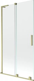 Mexen Velar L, 2-krídlová posuvná vaňová zástena 100 x 150 cm, 8mm číre sklo, zlatý matný profil, 896-100-003-01-55