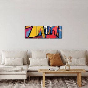 Obraz - Abstrakcia mužov (s hodinami) (90x30 cm)