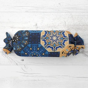 Biante Vankúš valec bonbon Sandra SA-448 Modro-oranžové marocké dlaždice 15x40 cm