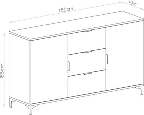 Komoda LANA 04 Elegantný orech -STOJACA KOMODA 2-DVEROVÁ SO ZÁSUVKAMI