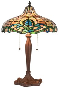 Hnedá stolná lampa Tiffany Vaganto - Ø 41*60 cm E27/max 2*60W