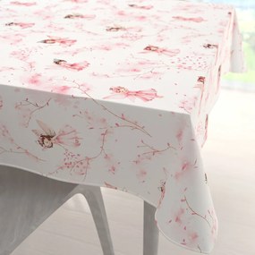 Biante Detský bavlnený štvorcový obrus Sandra SA-684 Ružové víly na bielom 80x80 cm