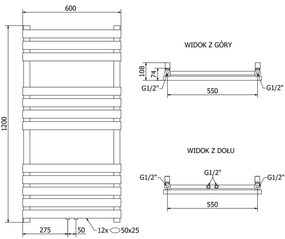 Mexen Jupiter vykurovacie teleso 1200 x 600 mm, 594 W, biela, W107-1200-600-00-20