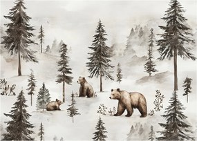 Sklenený obraz - Les s medveďmi (70x50 cm)