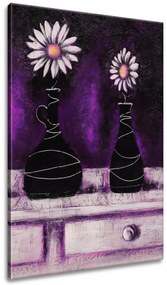 Gario Ručne maľovaný obraz Margarétkové fialové trio Rozmery: 70 x 100 cm
