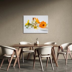 Sklenený obraz oranžových kvetín (70x50 cm)