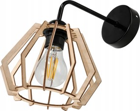 Drevená nástenná lampa čierna LED nad zrkadlo E27 drevená nástenná lampa