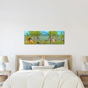 Obraz - Deti na ihrisku (s hodinami) (90x30 cm)