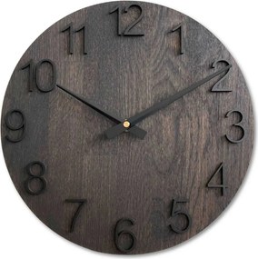 SENTOP | Luxusné drevené nástenné hodiny Wenge s 3D číslicami | SENTOP MAS016-OSMO-3169-heads-black analógové
