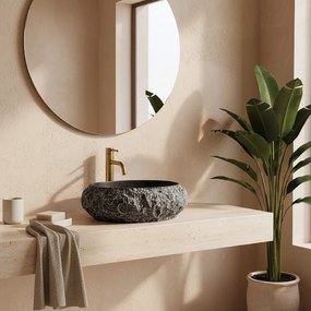 Rea Mika Gabro, umývadlo na dosku 480x380x155 mm, imitácia kameňa-čierna, REA-U0634