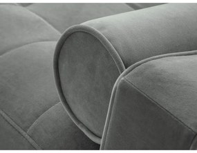 Svetlosivá zamatová rozkladacia rohová pohovka Milo Casa Santo, pravý roh