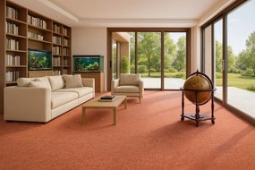 Vopi, Metrážny koberec Astra terra - neúčtujeme odrezky z role, na mieru, šíře 1,33m,1m,2m,3m,4m,na mieru, neúčtujeme odrezky, oranžová, ab (mriežka), chodba / predsieň