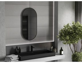 Mexen Loft, oválne kúpeľňové zrkadlo 90 x 45 cm, farba rámu čierna matná, 9851-090-045-000-70