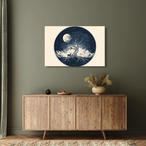 Obraz – Magický strom s jeleňom I. (90x60 cm)