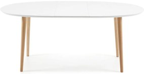 Biely rozkladací jedálenský stôl s bielou doskou 90x140 cm Oqui – Kave Home
