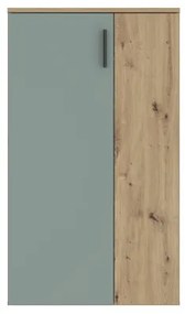 Skrinka na topánky ETON, dub artisan/zelená