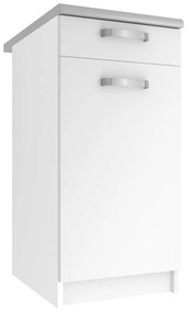 Kuchynská skrinka Belini spodná so zásuvkami 40 cm biely mat  s pracovnou doskou  TOR SDSZ1-40/1/WT/WT/0/U