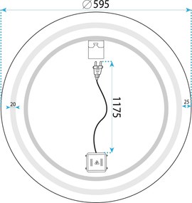 Okrúhle dotykové zrkadlo s LED osvetlením MMJ 60 cm čierne