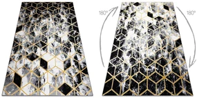 Koberec moderný 3D GLOSS 409A 82  Kocky, glamour, art deco čierno /   zlato   / sivý