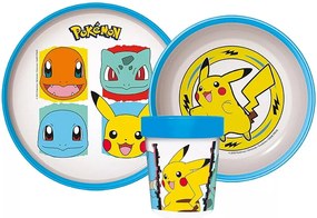 Sada plastového riadu Pokémoni s kelímkom a protišmykom - 3 diely