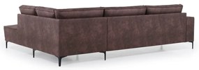 Hnedá rohová pohovka z imitácie kože (pravý roh) Copenhagen – Scandic