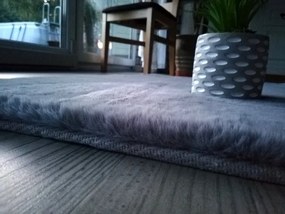 Kusový koberec RABBIT DELUXE - šedý - imitácia králičie kožušiny