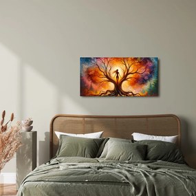 Obraz jesenný strom života s postavou