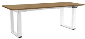 Výškovo nastaviteľný stôl OfficeTech Strong 200 x 80 cm, biela podnož, dub kamenný