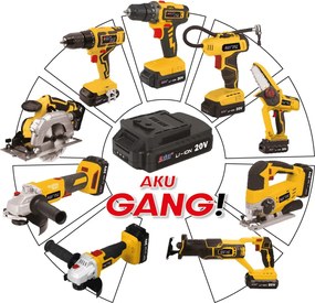 ASIST AKU GANG AE2V20A-201P-BMC Akumulátorová vŕtačka s príklepom 20 V, 2,0 Ah START SET