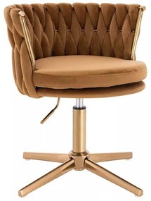 LuxuryForm DESIGN Stolička LYON VELUR na zlatom kríži - medová