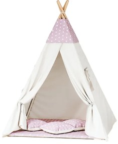 Detský stan Tipi hviezdy ružovo/béžový