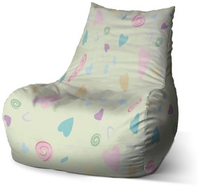 Sablio Sedací vak Bean Srdiečka a špirály XL - 100 x 90 x 45 cm