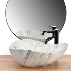 Rea Dora Stone, umývadlo na dosku 515x400x175 mm, šedá imitácia kameňa, REA-U5066